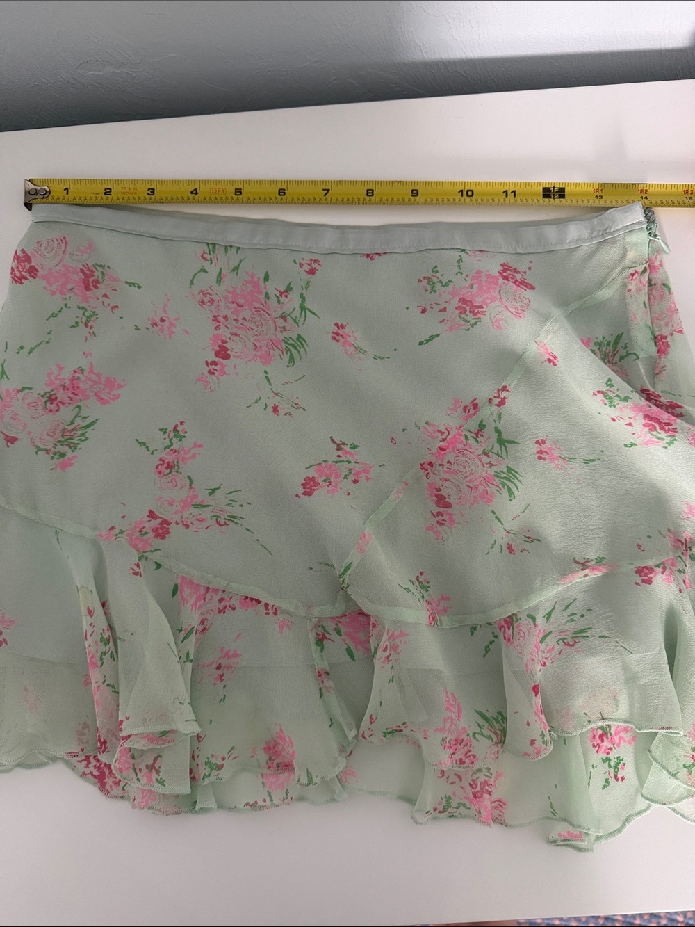 Vintage Abercrombie & Fitch Y2K Floral Ruffle Skirt 100% Silk - Picture 8 of 15